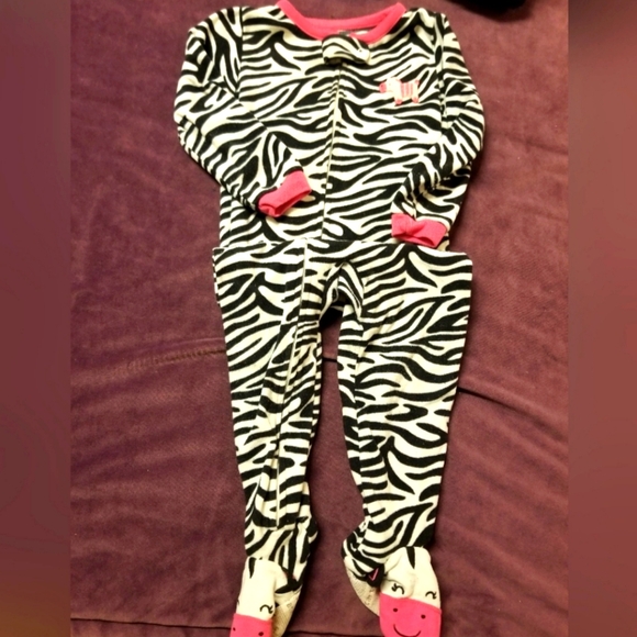 Carter's | Footed Pajamas | 24 Months | Fleece | Zebra | Girls | PJs - Picture 1 of 7